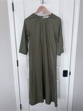 Lou Lou Olive Green Linen Midi Dress